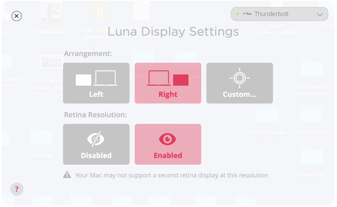Luna Display Settings